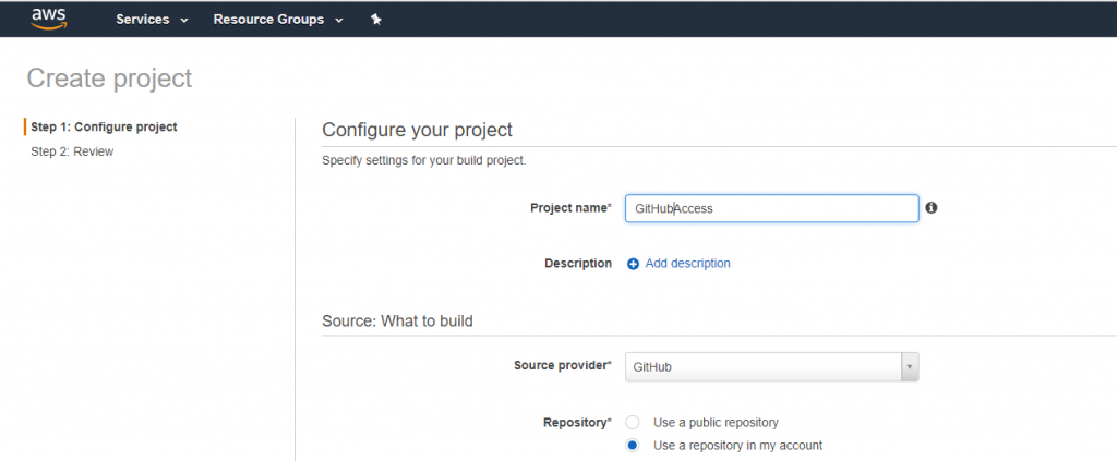 AWS CodeBuild GitHub